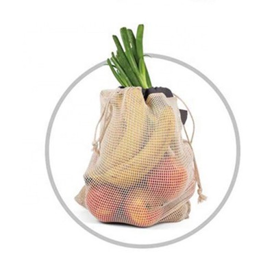 Reusable Organic Cotton Mesh Bag Cotton Mesh Product Bag Set Recycle Shopping Bags