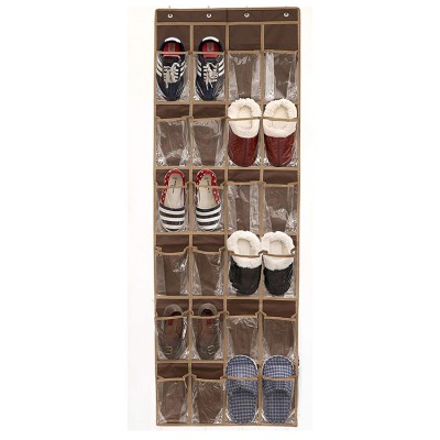 24 Mesh Pockets Hanging Shoes Organizer Bag with 4 Door Hooks