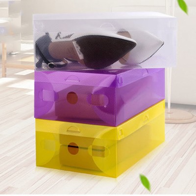 Colorful transparent Foldable Plastic Shoe Boxes Organizer Storage Stackable PP Tidy Box