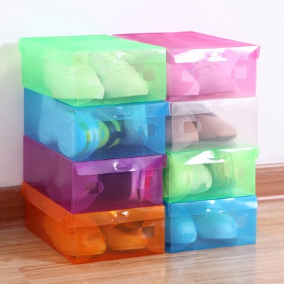 Colorful transparent PP Foldable Plastic Storage Shoe Box