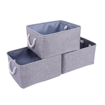 Gray Basket Small Fabric Boxes Cube Storage Bins 13x15x13